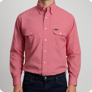 Ralph Lauren Sportsman Red Plaid Shirt Men Large Western Heritage Long Sleeve